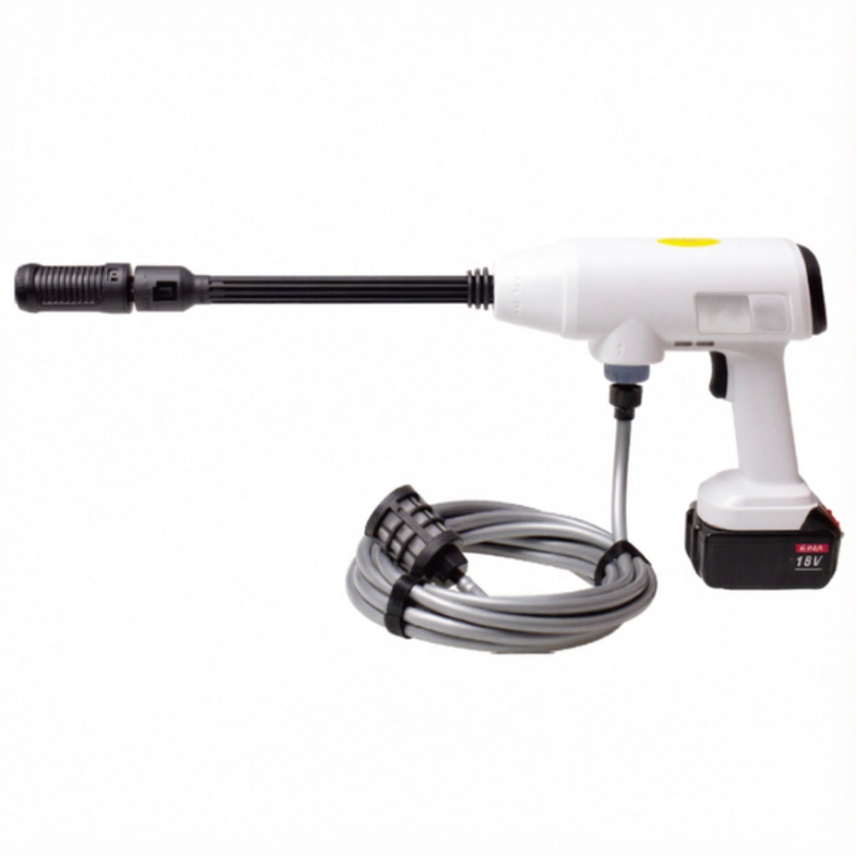 LM043727 LITHIUM WASHING GUN Motor and Pump: DC-RS755 motor φ14mm plunger pump Battery standard voltage:21V(48VF MAX)Capacity: 2000mah 5C*10pcs lithium)74Wh 4.0Ah with electric quantity shown Battery cycle life: ≥500 times Continuous working: 20min