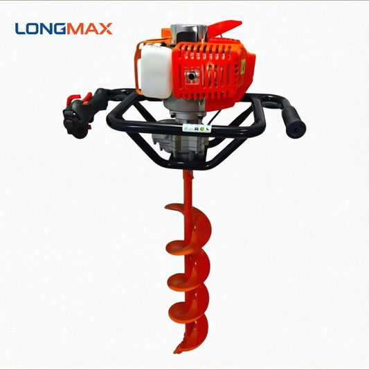 LM043657 51.7CC ENGINE GROUND AUGER DRILL Engine:51.7cc Power:1.4kw Fuel tank capacity:1.2L Rotation speed:0-250RPM N.W. G.W.:16 17.5kgs Packing:62x46x31cm Engine The 3rd Generation gearbox