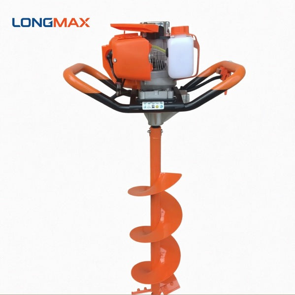 LM043659 51.7CC ENGINE GROUND AUGER DRILL Engine:51.7cc Power:1.4kw Fuel tank capacity:1.2L Rotation speed:0-250RPM N.W. G.W.:14.5 16kgs Packing:55x27x34.5cm Engine The 2rd Generation gearbox
