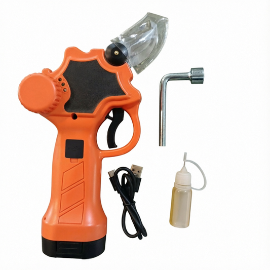 LM043676 MINI LITHIUM SCISSOR MOTOR: DC 7.2V FULLY CHARGE TO CUT 2.0CM BRANCH FOR 10000 TIMES BATTERY: 21700 CELL 4.8 AH WEIGHT:0.61KGS (1 BATTERY) PACKING: BOX + EPE GROSS WEIGHT: 1KGS SINGLE SIZE: 25*20*7CM PACKING: 10PCS IN CARTON BOX CARTON SIZE
