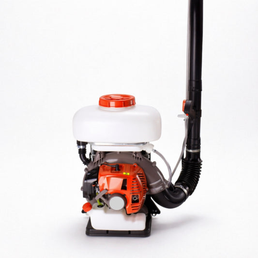 LM044490 MIST DUSTER Engine:51.7cc BORE STROKE 44×34mm Power:1.5kw Container capacity:14L Discharge range:≥12m Spray length horizontal:14m N.W. G.W.10.3 11.5kgs Packing:53×41.5×67cm 1pc