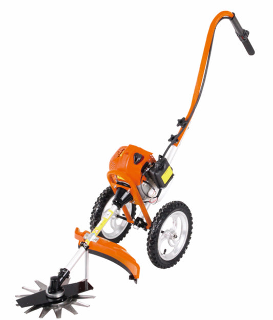 LM044564 42.7CC BRUSH CUTTER ON WHEEL Engine:42.7cc Power:1.25kw 1.8HP Pipe:26mm N.W. G.W.:14.5kgs 15.5kgs Packing:91x38x44.5cm 1PC 20'FCL:200PCS