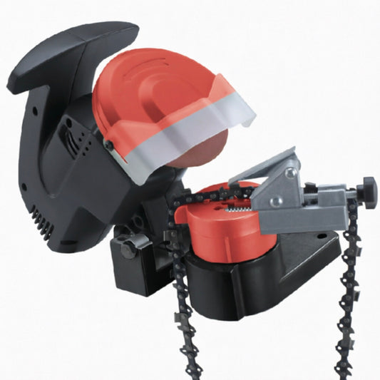 LM044597 Chain sharpener Voltage : 230V 50Hz Power : 220 W Speed : 7500 rpm Grinding wheel size : Diameter : Φ100 mm Arbor : Φ10 mm Thickness : 3.2 mm Packing : Color box
